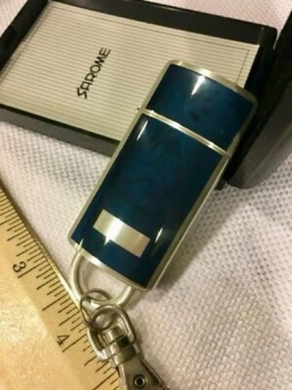 Vintage Sarome Lightr with integrated keychain NOS in original box Blue - Picture 7 of 8